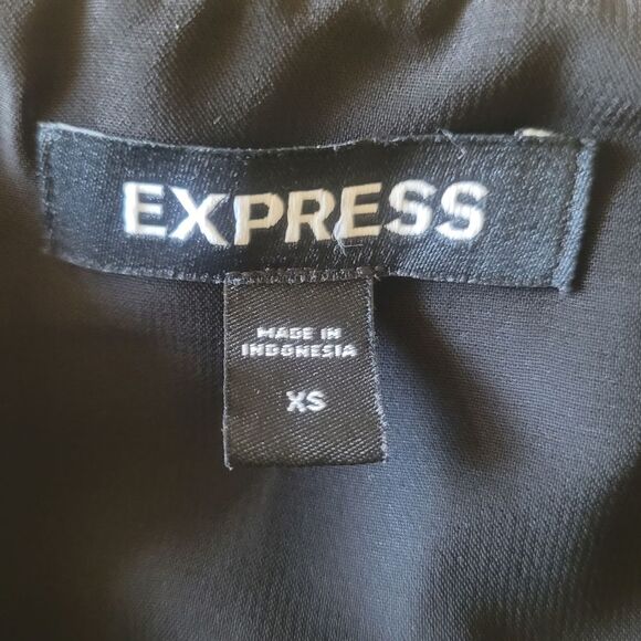 Express Linen-Blend Ruffle Cutout Back Peplum Tank Womens XS Black Top 028631050 - Picture 5 of 10